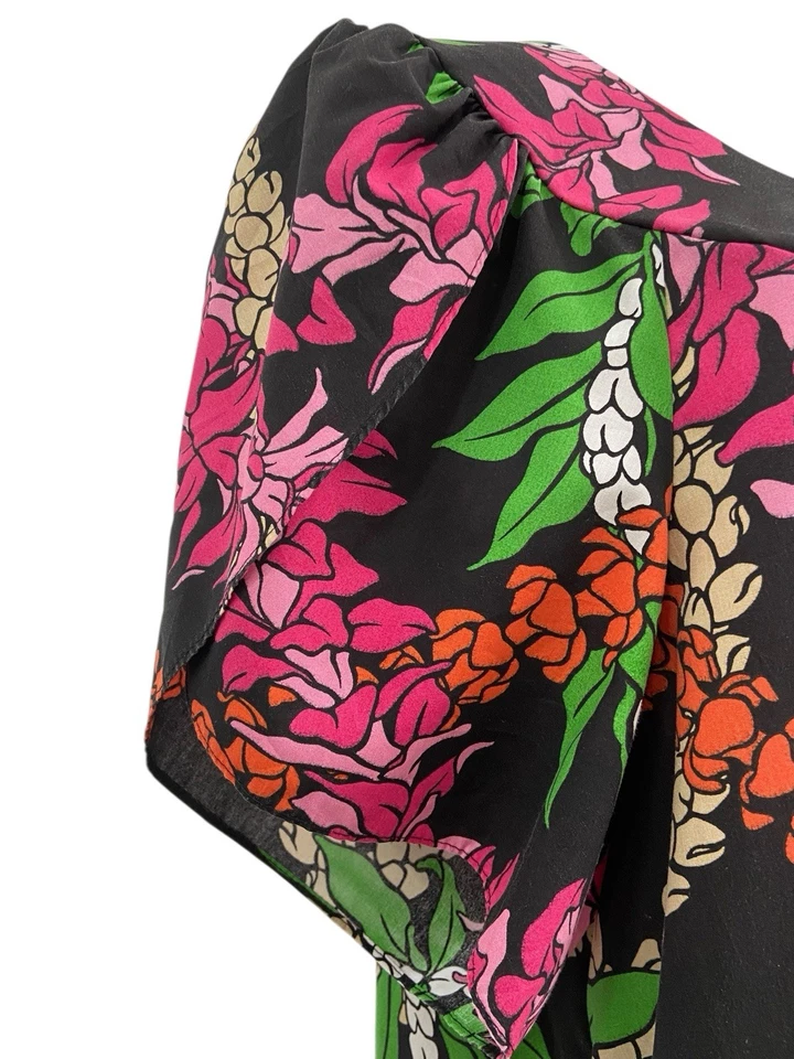 Vestido de Casa MuuMuu Floral Tropical Negro y Rosa Hawaiian Reserve De Colección Talla 3X Foto 3 de 4