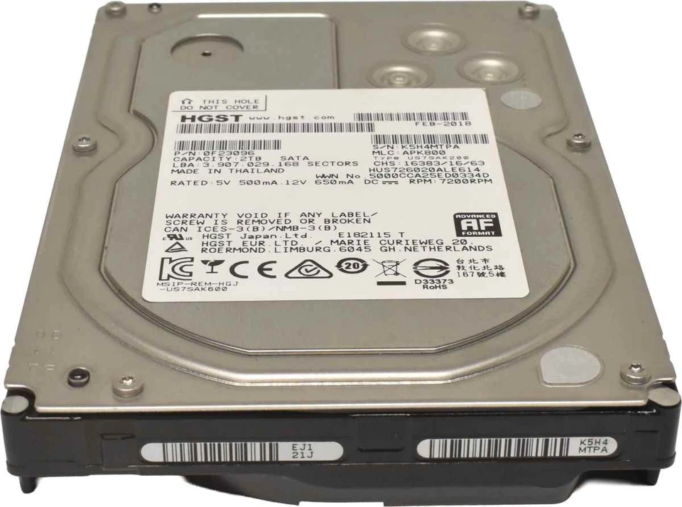 HGST 2TB 3.5" 7.2K 6G SATA HDD Festplatte HUS726020ALE614 PC Server - Bild 4 von 4