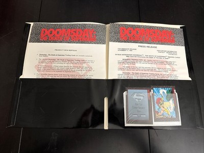 1992 DOOMSDAY THE DEATH OF SUPERMAN PRESS RELEASE KIT 2 TRADING CARDS DC COMICS