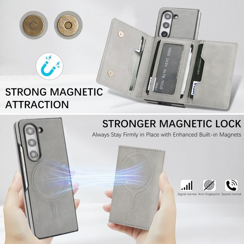 Für Samsung Galaxy Z Fold 7 6 5 4 3 Leder + TPU Hülle Magnetverschluss Kartenfächer - Bild 60 von 67