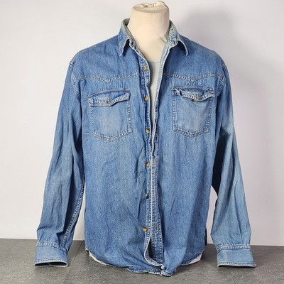 Classic Design Jeanshemd Herren 41/42 Baumwolle Denim Hemd hellblau Vintage