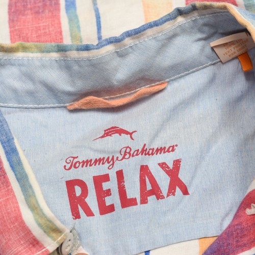 Tommy Bahama Herren Relax Button Down Hemd gestreift 100% Leinen mehrfarbig Größe 2XL - Bild 7 von 8