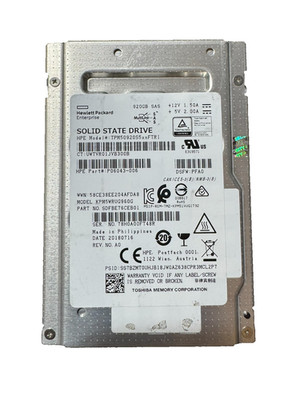 HPE Toshiba 920GB 2.5'' SAS SSD 12Gbps/512b/s/Tested/Good Health