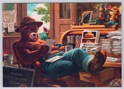 Smokey Bear Forest Fire Prevention Deer Stuffed Smokey 4x6 Postcard NEW UNP