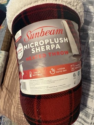 Sunbeam Microplush Reverse Sherpa Electric Heated Throw Blanket 50'' x 60''   (30)