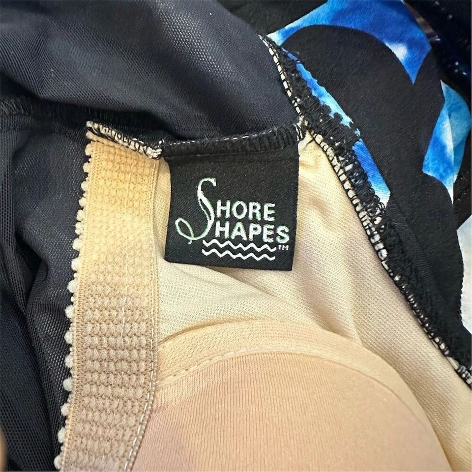 Shore Shapes Women's Floral Tankini Swim Top Blue Size 12 - Image 3 of 4