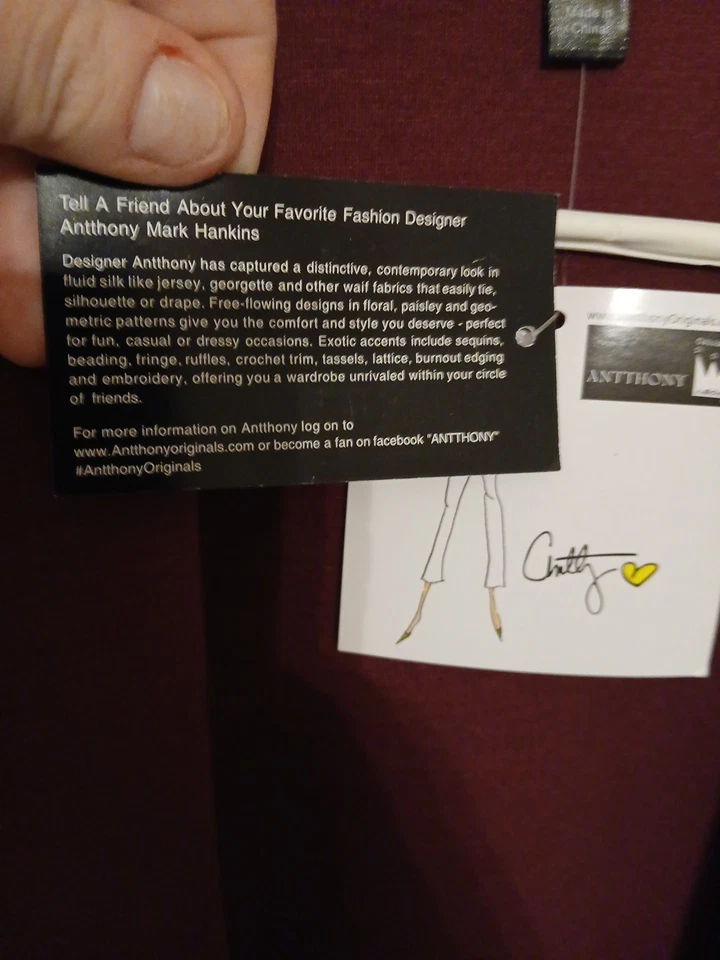 Cárdigan Largo Anthony Originals Borgoña Tachonado Adornado Talla S Foto 3 de 4