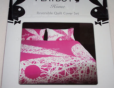 Playboy Bunny Pink White Scribble King Bed Quilt Cover Set New Ebay