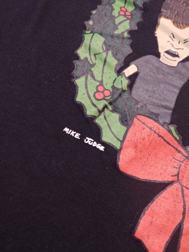 Camisa Negra Beavis & Butthead X-Mas Rocks Para Hombre Talla M Mike Judge MTV Años 90 Metal - Imagen 3 de 11