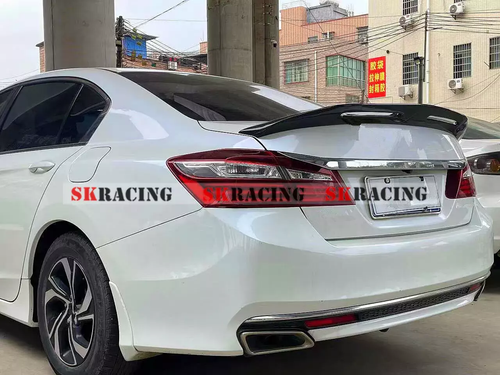 Fits 2013-2017 Honda Accord Sedan Real Carbon Fiber Rear Trunk Wing Spoiler Lip - Picture 2 of 18