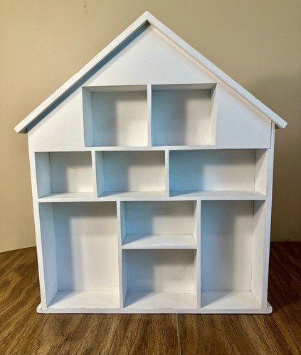 White Wood Curio Display House Wall Unit 18 3/4” Tall X 15 3/4” Wide - Bild 1 von 20