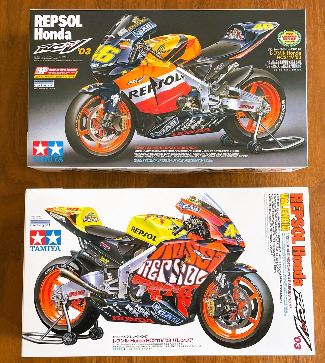 未開封 タミヤ 1/12 レプソル Honda RC211V ’03 バレンシア TAMIYA 1/12 No.96 Repsol HONDA RC211V '03 & Rossi Valencia