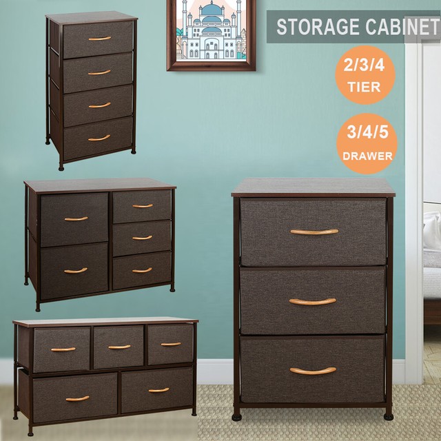 Hallway Nursery Wooden Top Closet Storage Drawers Labels 6-Drawer Wide Storage Dresser Silver Gray and Gray ULVT23G for Closet with Metal Frame SONGMICS Fabric Drawer Dresser