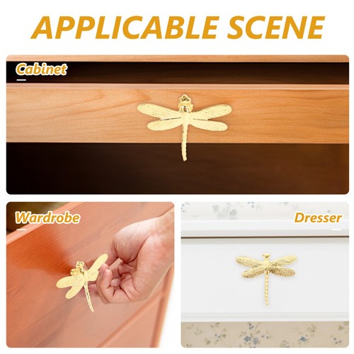 2PCS Knobs Brass Dragonfly Ornament Drawers Knob Vintage Decor Kitchen Cabinets - Bild 4 von 11