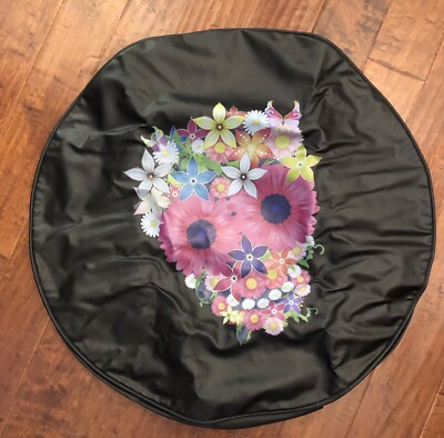 32 inch American Unlimited Spare Tire Cover Flower Skull Adventure Fun