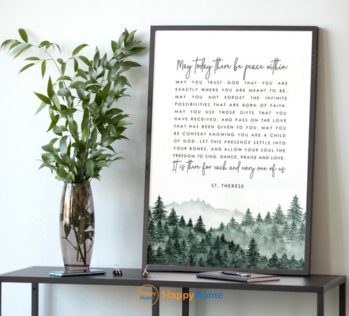 St.Therese Quote Wall Art May Today There Be Peace Within Prayer Sign Print-PB86 - Picture 8 of 17
