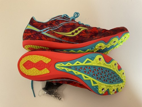 NWB-WOMENS SAUCONY RACING BALLISTA SPIKE/TRACK SHOES MESH UPPER SZ 10,RED/BLUE - Picture 4 of 8