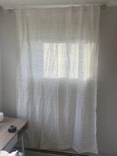 Project 62 creme and blue window panel, 48W x 84L