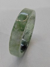 Icy Ice Black Natural Burma Jadeite Jade Band Ring  US SIZE 10  19.90mm