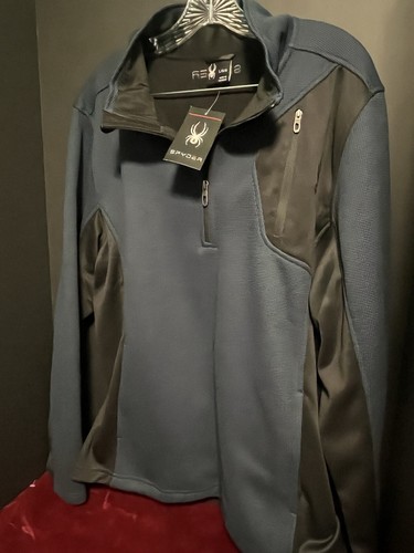 Spyder Waffle Knit 1/2 Zip Thermal Sweater Jacket Navy Blue Men’s Large - Picture 15 of 15