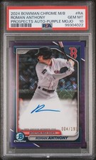 2024 Bowman Chrome Mega Box Roman Anthony Purple Refractor Auto /199 PSA 10