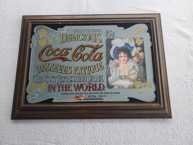  Coca Cola Vintage Large Mirror Sign Delicious Relieves Fatigue 