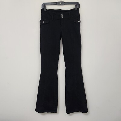 YMI JEANS Women's Black Denim Wide Leg Jeans Pockets Size 26