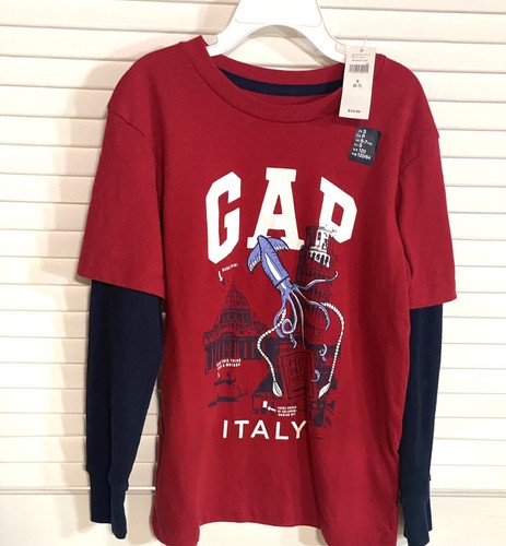 Gap Kinder Lagenlook T-Shirt Italien Größe 6/7 Unisex Neu mit Etikett