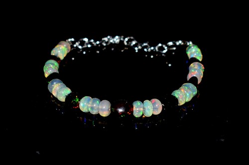 Ópalo Pulsera Natural Etíope Ópalo Piedras Preciosas Cuentas 7" Bracele N0318 - Imagen 4 de 7