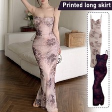 Women Sexy Floral Prom Slim Dress Evening Party Strap Long Slim Slip Dresses