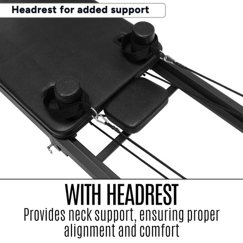 Fortis Foldable Pilates Reformer Machine Gym Exercise Fitness Home Workout Black - Picture 8 of 12