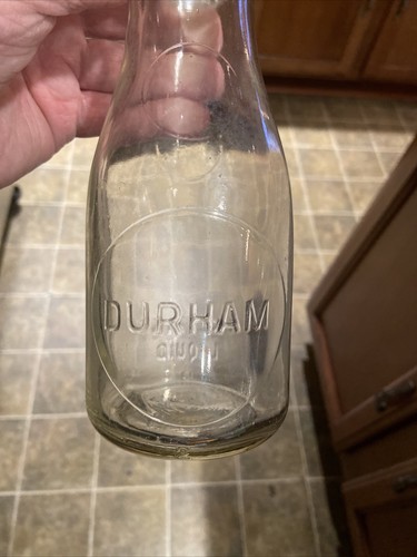 Durham Embossed Pint Milk Bottle University of New Hampshire NH - Picture 2 of 10