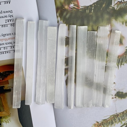 A+ Natural Gypsum Selenite Quartz Crystal Wand Strip Reiki Healing Specimen 10PC - Picture 11 of 12