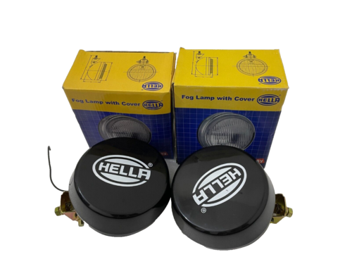 Pair Hella Yellow Fog Lamp With Cover With Bulb H3 Halogen Bulb Universal Fit - Picture 1 of 14