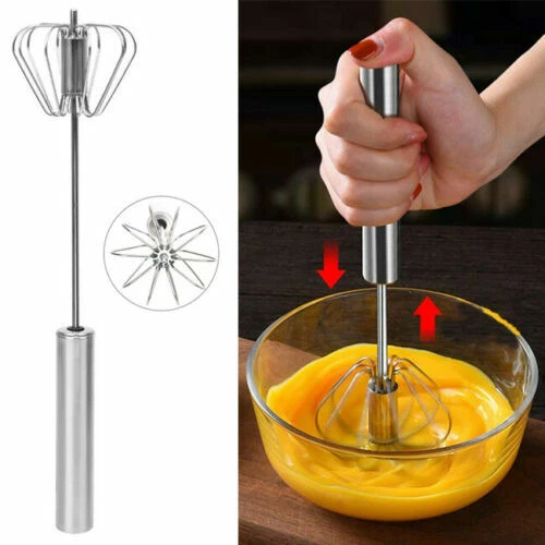 Easy Whisk Semi Automatic Stainless Whisks Hand Push Egg Beater Milk Whip  Mixer