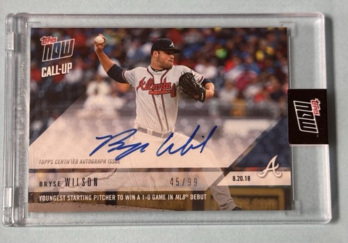 2018 Topps NOW Bryse Wilson Auto 45/99 On Card Autograph Card#620A Braves CallUp