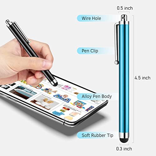 10 Penne Stilo Universali Per Touchscreen – Punta Per IPad, IPhone, Tablet – Abiarst, Confezione 10 Pezzi