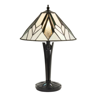 Kleine Tiffany Glas Tischlampe - Art Deco Stil - benötigt 40W E14 Golf Birne LED