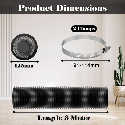 All sizes PVC Flexible Ducting Tumble Dryer Fan Hose 4",5",6",100,125,150mm HOT - Picture 18 of 23