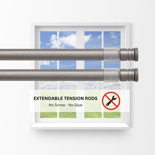 Adjustable Tension Rod - Perfect for Lightweight Voile Curtains - Easy Setup - Picture 51 of 57