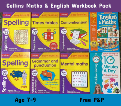Collins Easy Learning Age 7-9 yr bundle of 8 Workbooks Collection