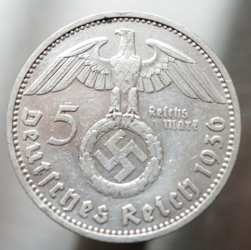 5 Reichsmark 1936 D - Germany Third Reich KM#94 silver coin with swastika -#R763