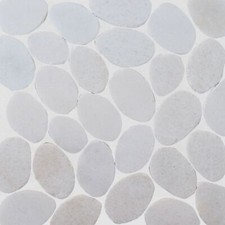 XL Snow White Sliced Pebble Mosaic Wall  Floor Tile  10.17/SqFt 