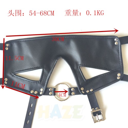 Bondage Cuero Boca Mordaza con los ojos vendados Prendas para la cabeza Máscara de ojos Arnés Restricción Esclavo - Imagen 3 de 6