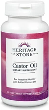 Heritage Store Castor Oil 725 mg 60 Veggie Liquid Caps Cruelty-Free