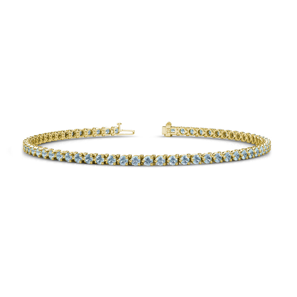 Aquamarine 3-Prong Womens Eternity Tennis Bracelet 1.86 ctw 14K Gold JP:123986