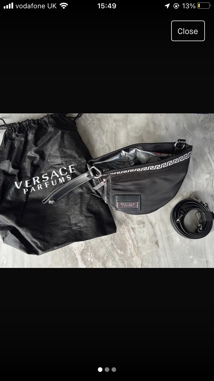 Versace Crossbody Bag Purse Pouch Bucket Saddle Bag Medusa Black