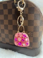 Mini Handbag Bag Charm Keychain Keyring Handbag Pearl pink Bling Gift