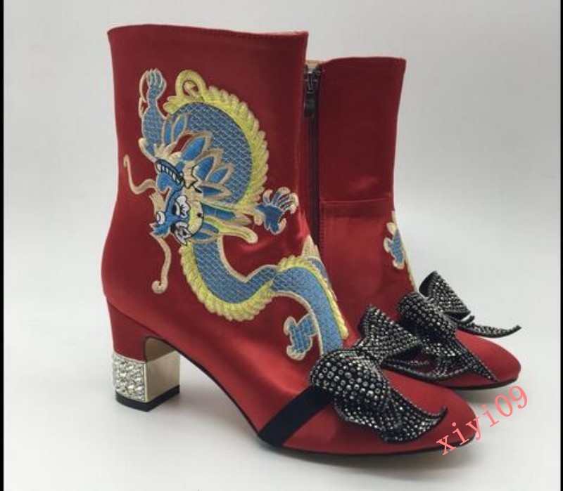 Mujer de las Señoras botas botas botas al Tobillo Zapatos De Bordado De Estrás Con Moño De Bloque Cremallera Lateral 03d20b Mujer de las Señoras botas botas botas al Tobillo Zapatos De Bordado De Estrás Con Moño De Bloque Cremallera Lateral 03d20b
