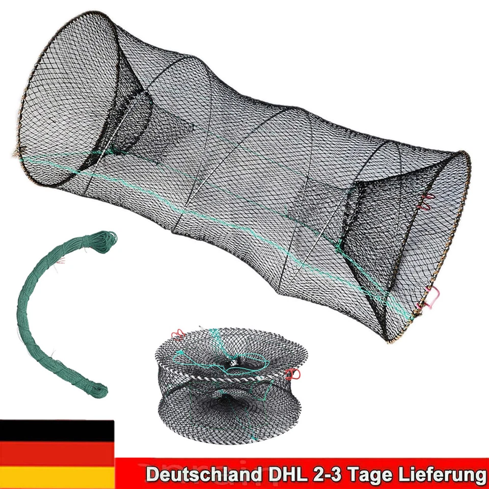 Köderfischreuse Fischreuse Aalreuse 60cm Krebsreuse Fischnetz Faltbar - Bild 2 von 4